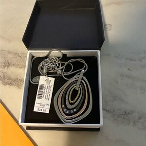 Chico's Black and Silver Layered Pendant Necklace